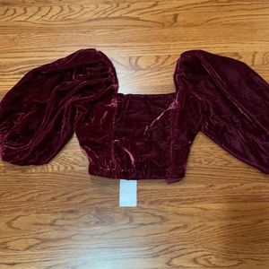 Free people burgundy velvet crop top